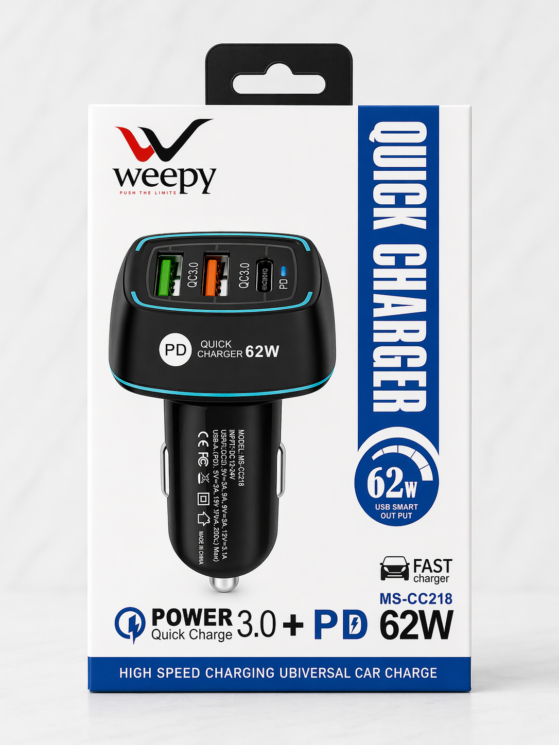 Weepy 62W Araç Şarj Aleti PD + QC 3.0 Hızlı Şarj | MS-CC218 Oto Şarj