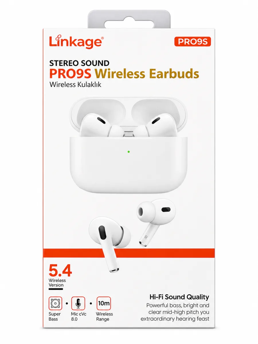 Linkage PRO9S Wireless Earbuds Bluetooth 5.4 | Kablosuz Kulaklık | Hi-Fi Ses | Mikrofonlu