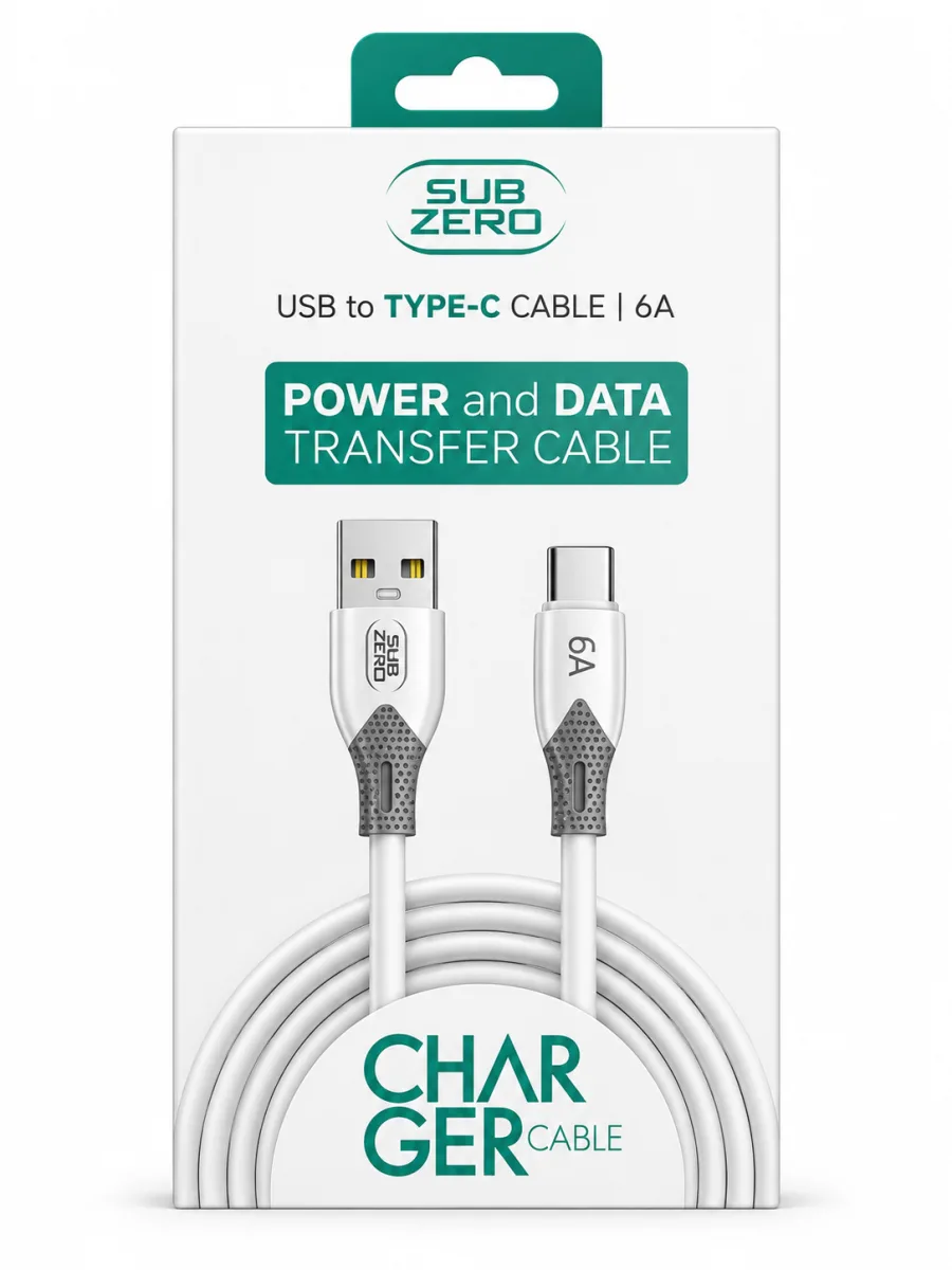 Subzero 6A USB to Type-C Şarj ve Data Kablosu