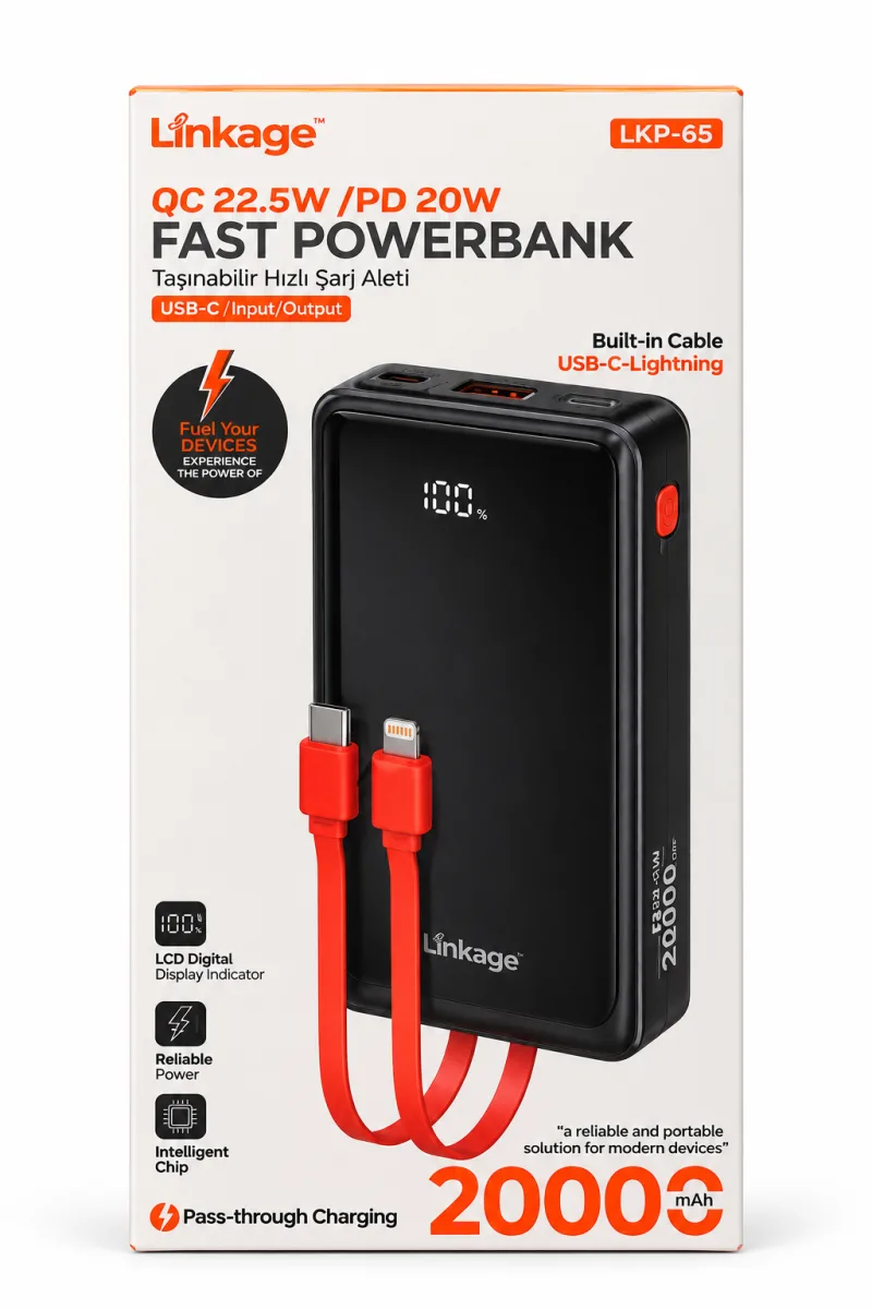 Linkage LKP-65 20000 mAh 22.5W Hızlı Şarj Powerbank